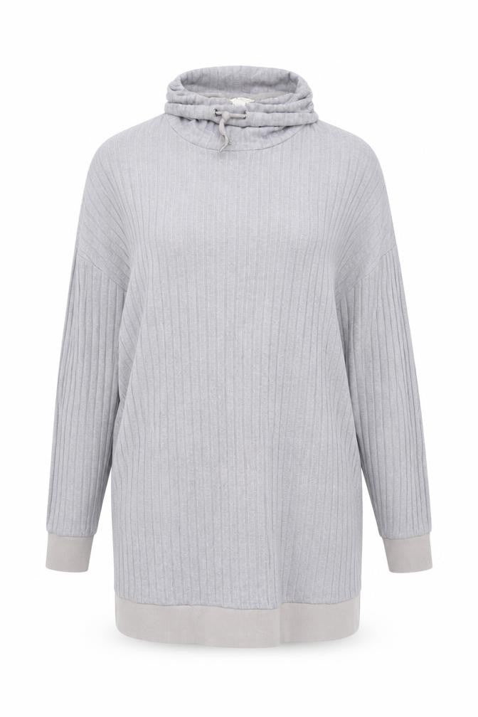 Marks & Spencer Women Silver Grey Ribbed Cowl Neck Pullover Sweatshirt Size L