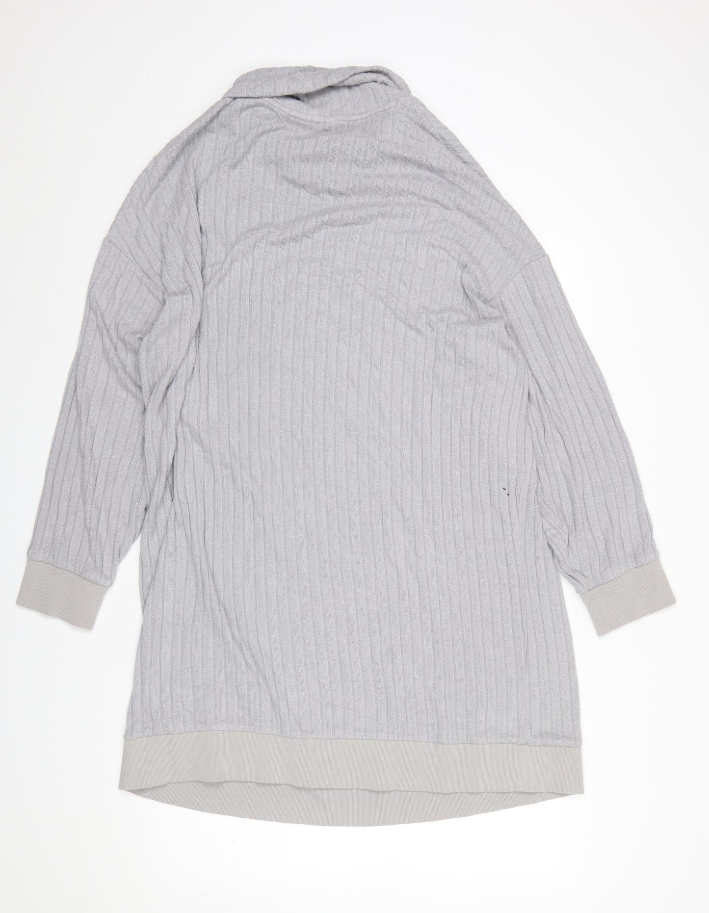 Marks and Spencer Women Silver Grey Ribbed Cowl Neck Pullover Sweatshirt Size L