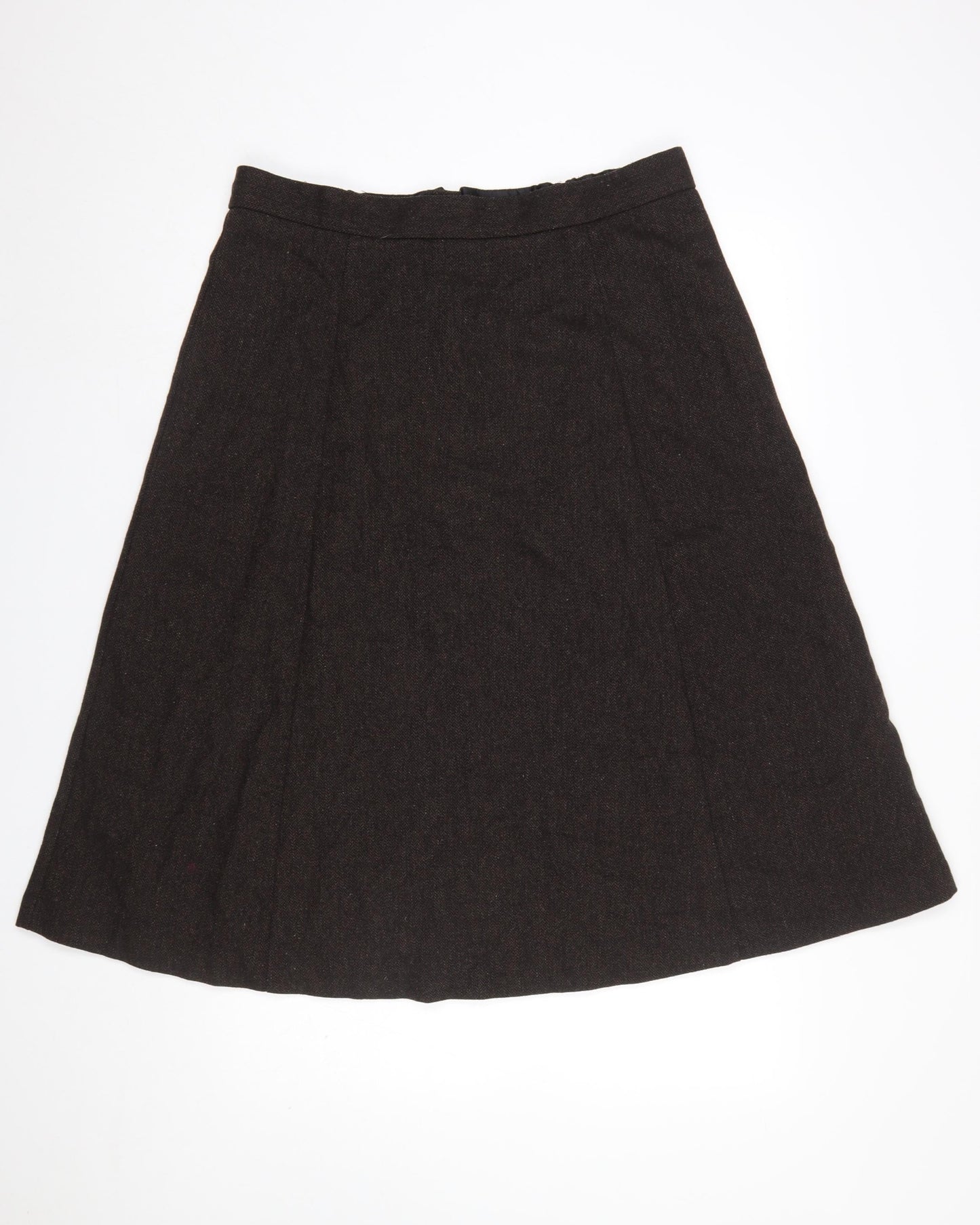 Marks and Spencer Women Brown Long A-Line Wool Blend Skirt Size 16