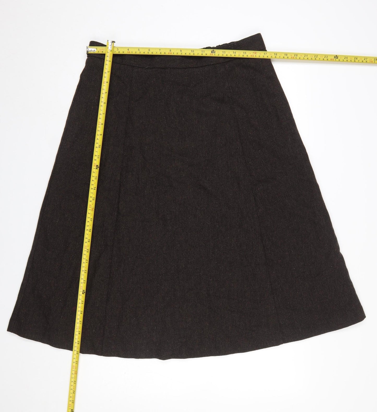 Marks and Spencer Women Brown Long A-Line Wool Blend Skirt Size 16