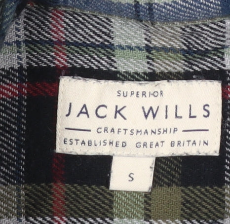 Jack Wills Men's Blue Green Plaid Cotton Button-Up Shirt Size S