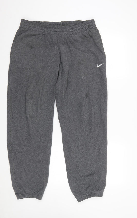 Nike Men's Grey Sweatpants M Regular Fit Elastic Waist Tapered Joggers