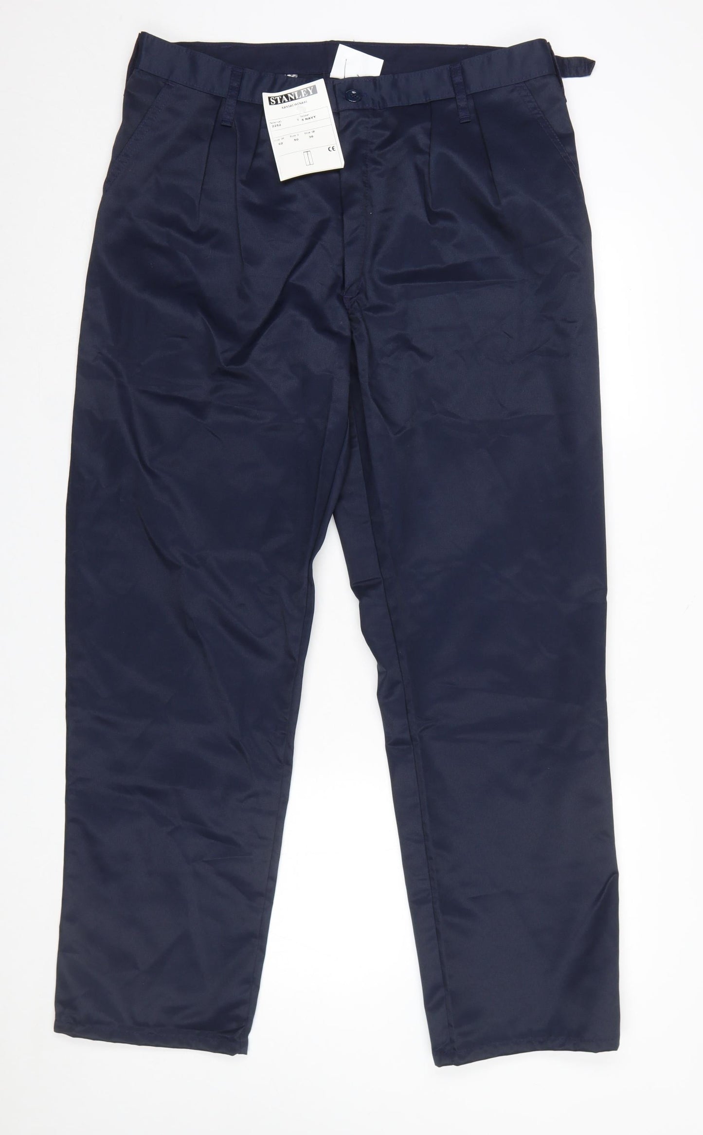 Stanley Men's Navy Workwear Trousers Size 36 Regular Fit Polyester Cotton