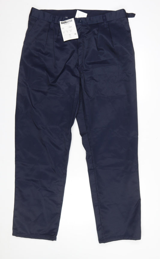 Stanley Men's Navy Workwear Trousers Size 36 Regular Fit Polyester Cotton
