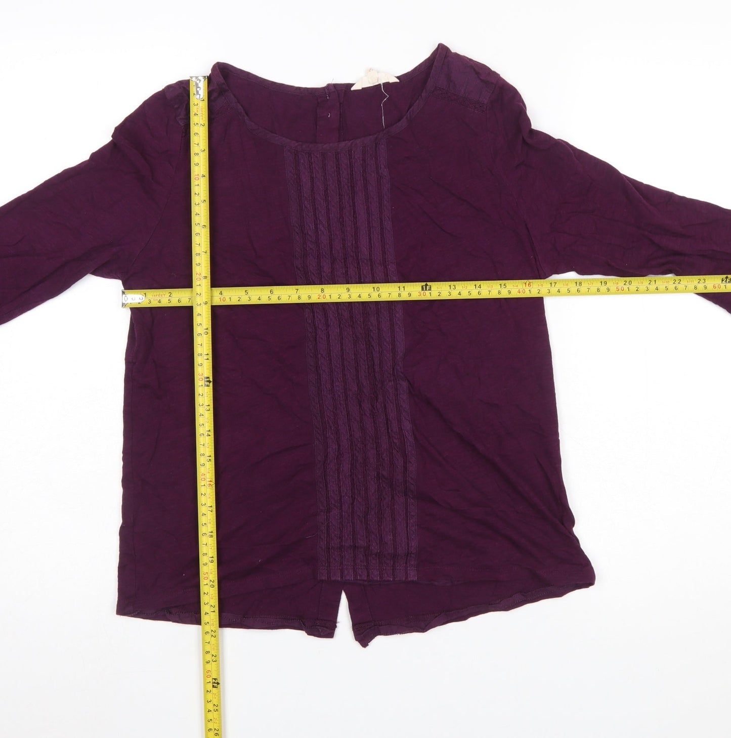 White Stuff Women Purple 3/4 Sleeve Cotton Tunic Blouse Size 12