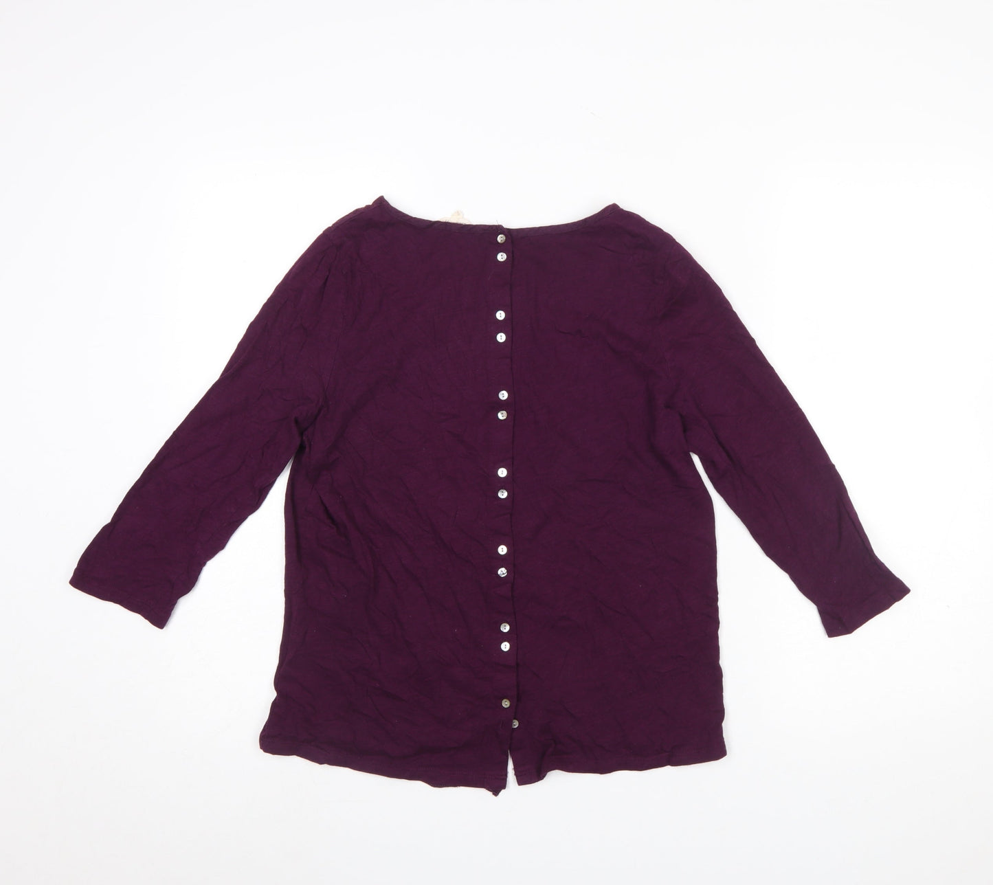 White Stuff Women Purple 3/4 Sleeve Cotton Tunic Blouse Size 12
