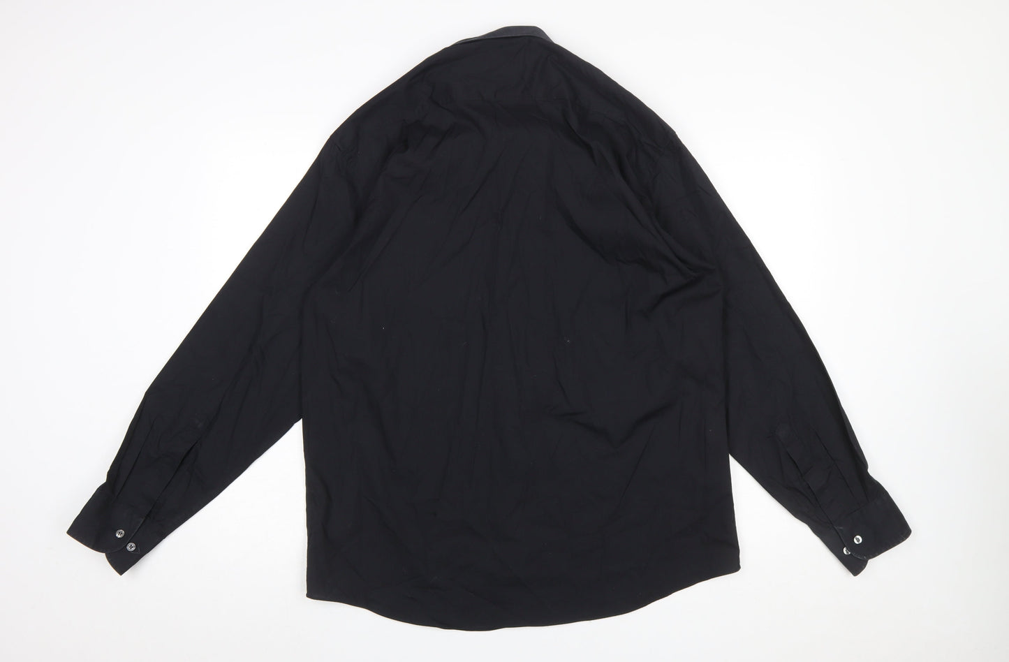 Marks and Spencer Men’s Black Regular Fit Long Sleeve Easy Care Shirt 16.5in