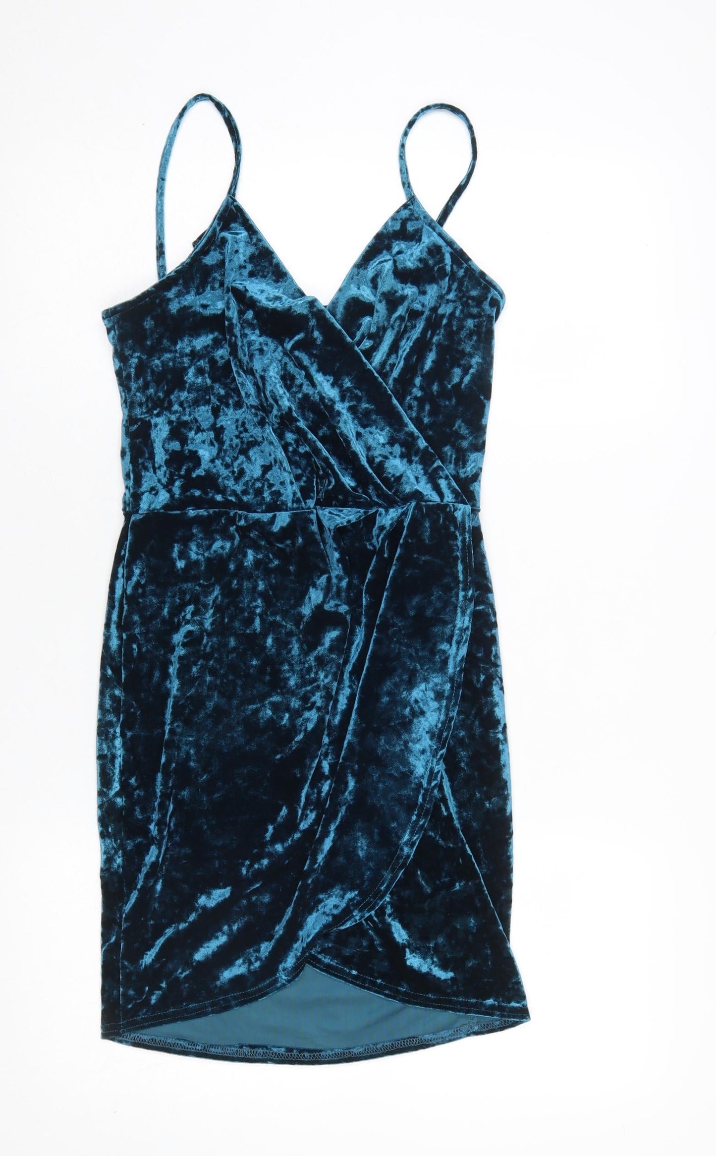 New Look Women Blue Velvet Bodycon Party Dress UK 10