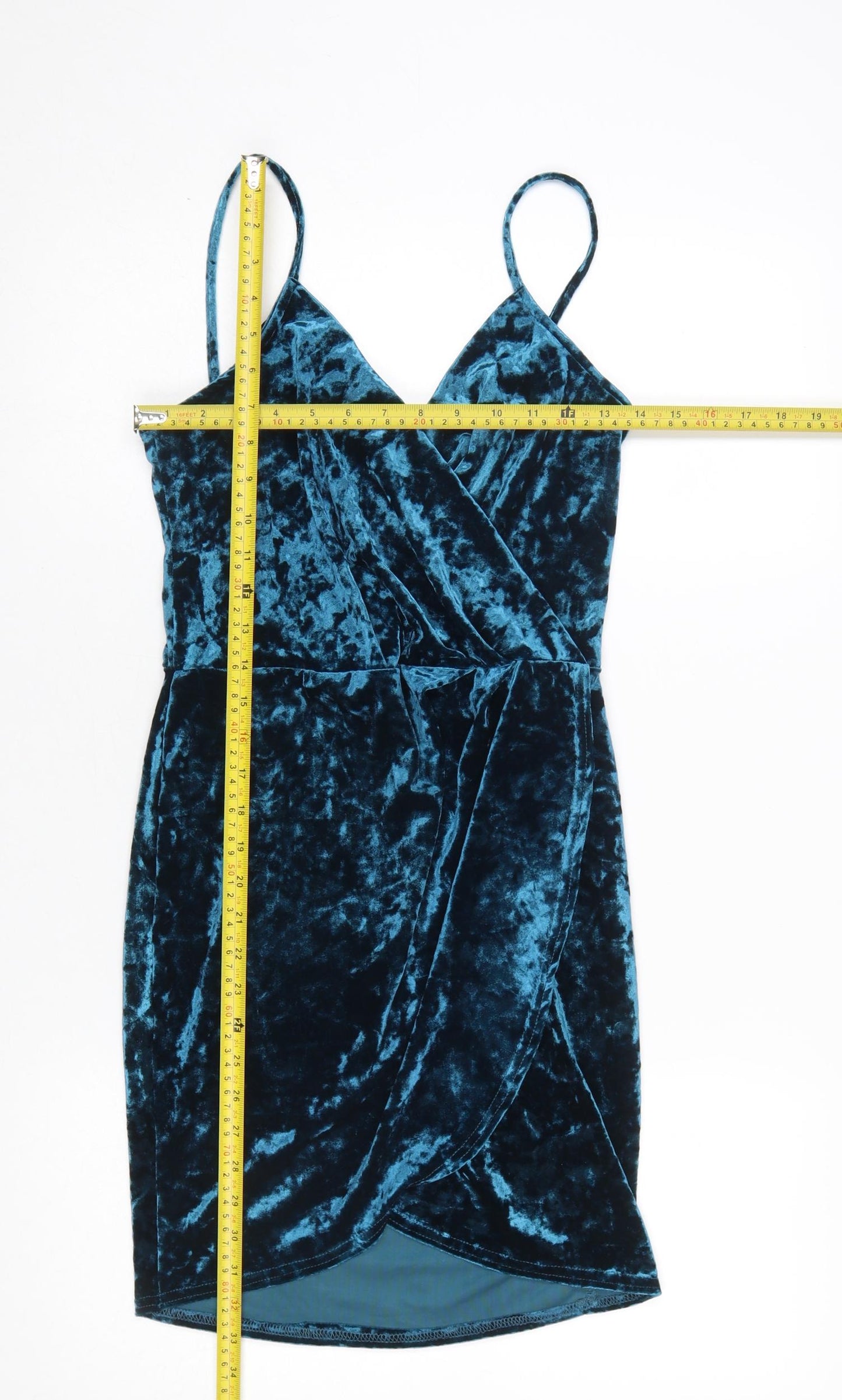 New Look Women Blue Velvet Bodycon Party Dress UK 10