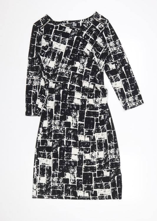 Smashed Lemon Women’s Black Geometric Sheath Dress Size 10