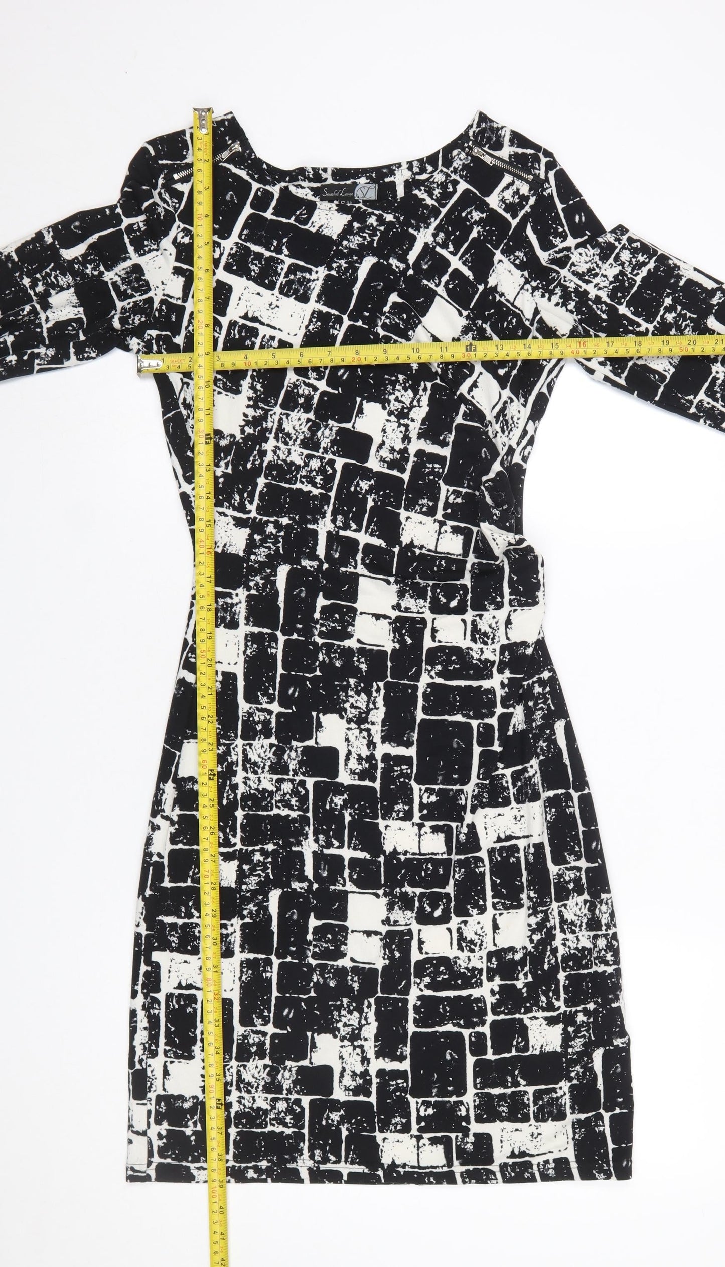 Smashed Lemon Women’s Black Geometric Sheath Dress Size 10