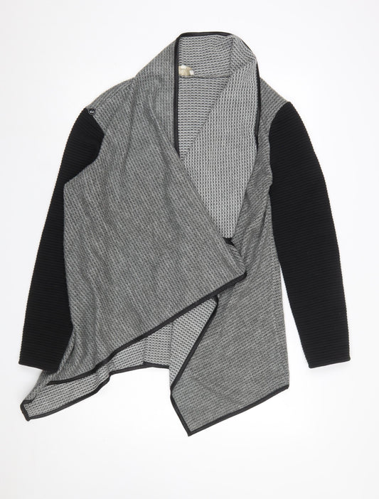 Apricot Womens Grey Black Open Front Cardigan M/L Acrylic Blend