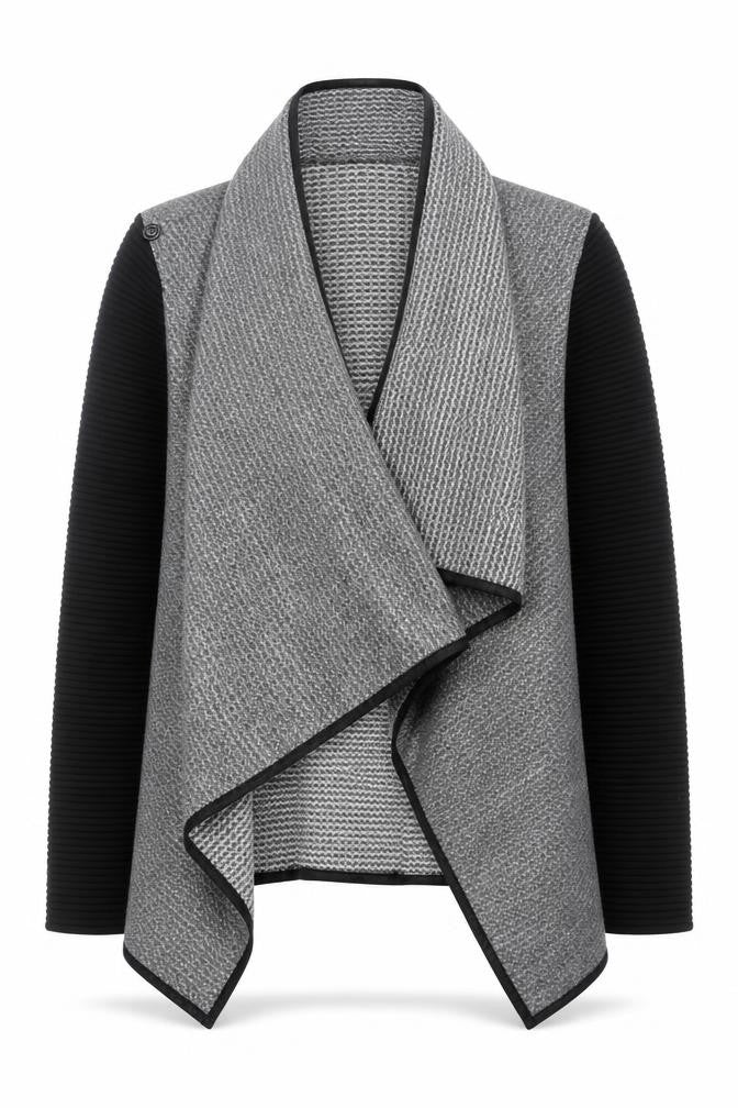 Apricot Womens Grey Black Open Front Cardigan M/L Acrylic Blend
