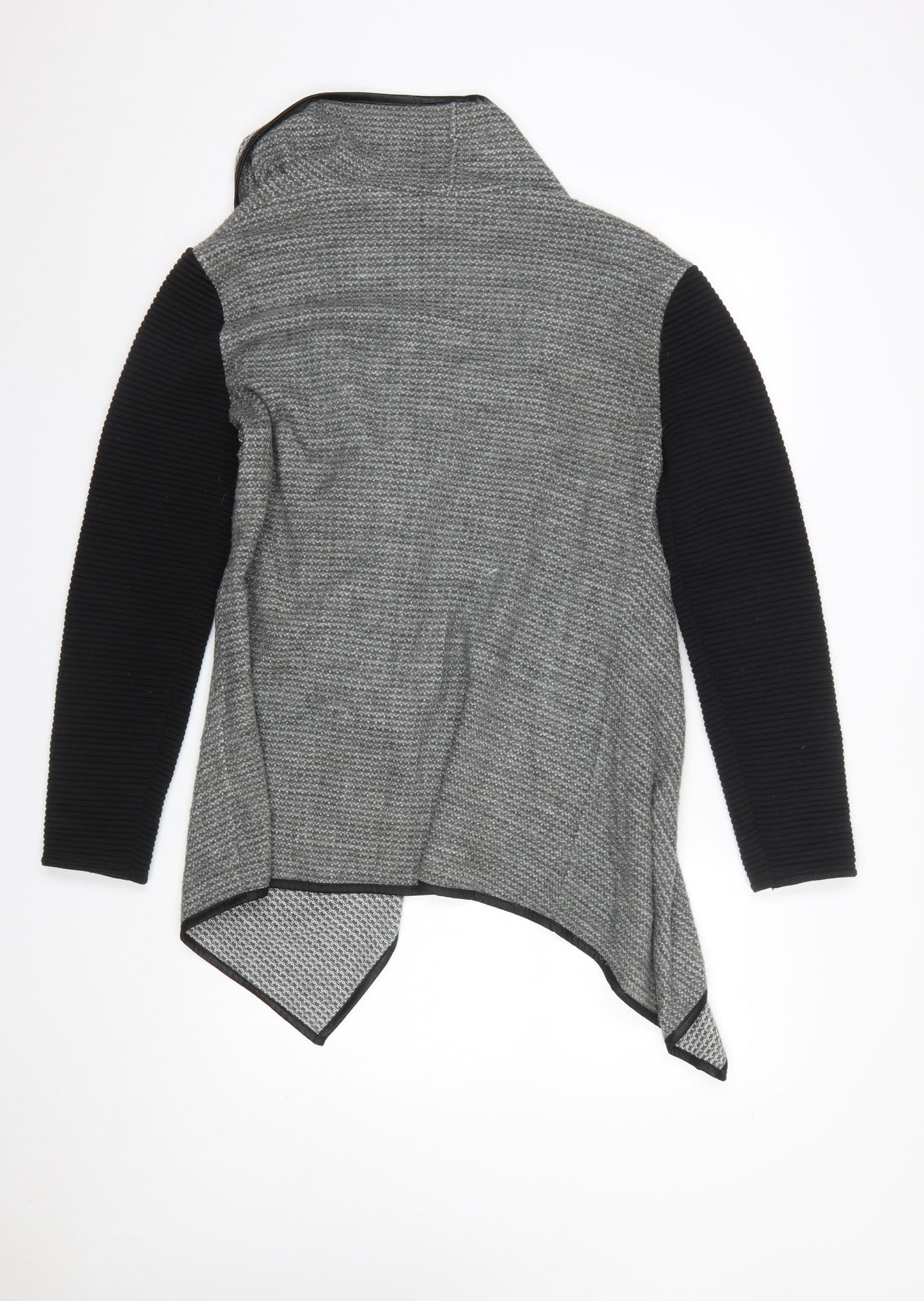 Apricot Womens Grey Black Open Front Cardigan M/L Acrylic Blend