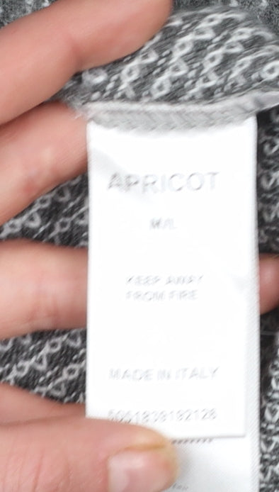 Apricot Womens Grey Black Open Front Cardigan M/L Acrylic Blend