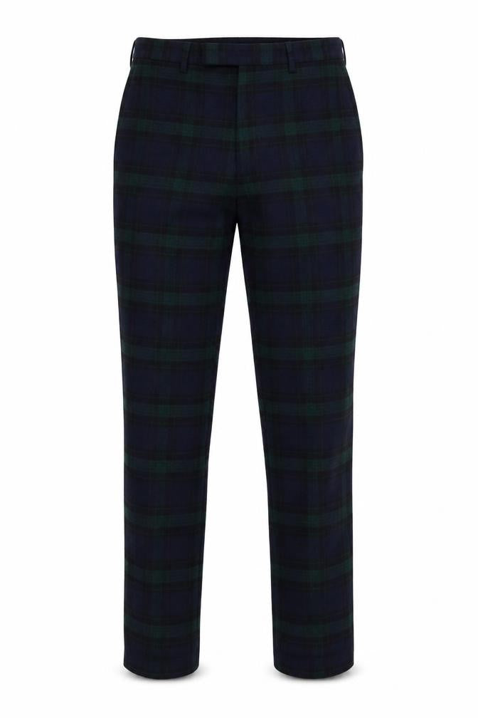 Twisted Tailor Men's Multicoloured Slim Fit Checked Wool Trousers 30R