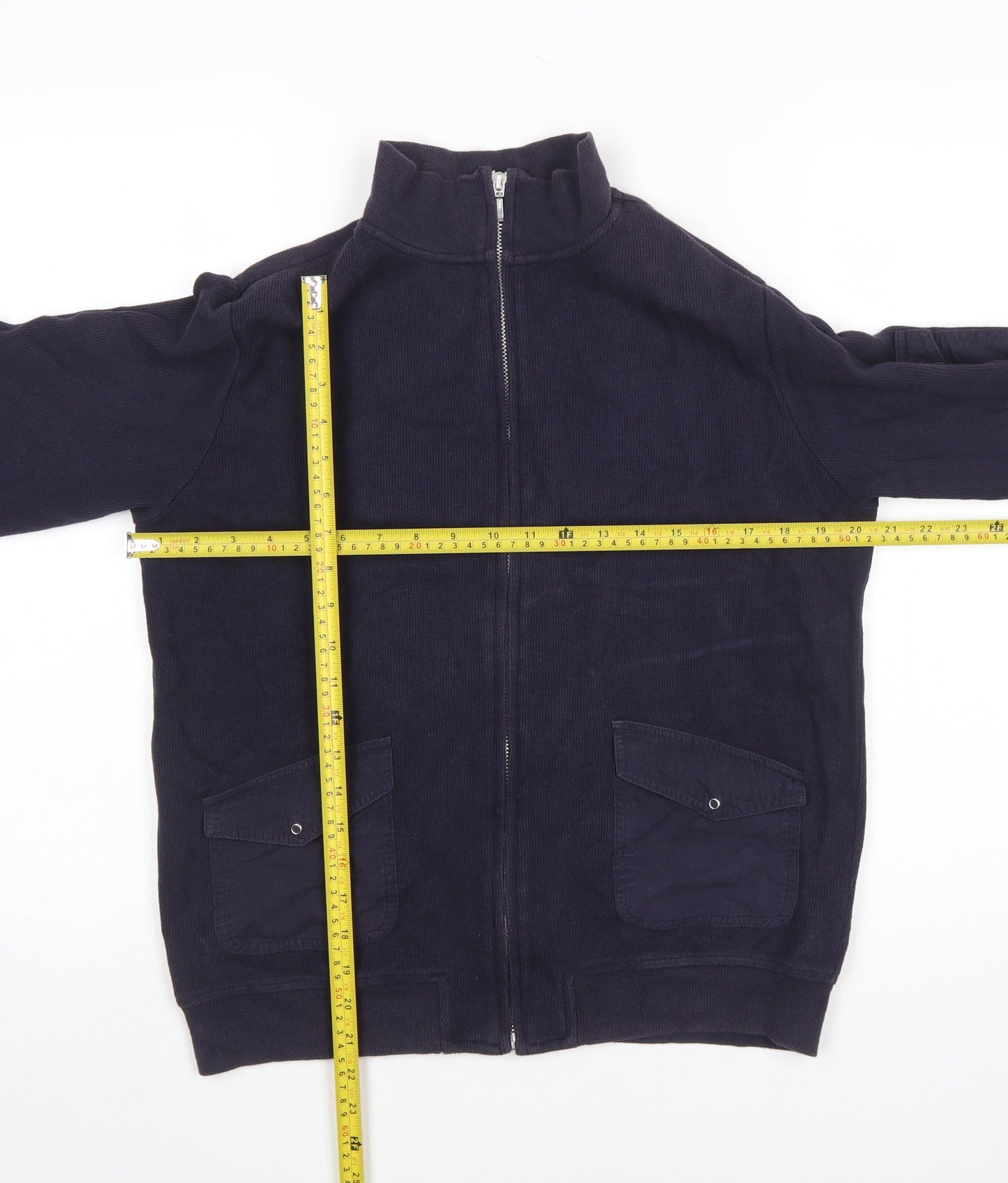 Casualclub Women Blue Size 12 Full Zip Cotton Jumper