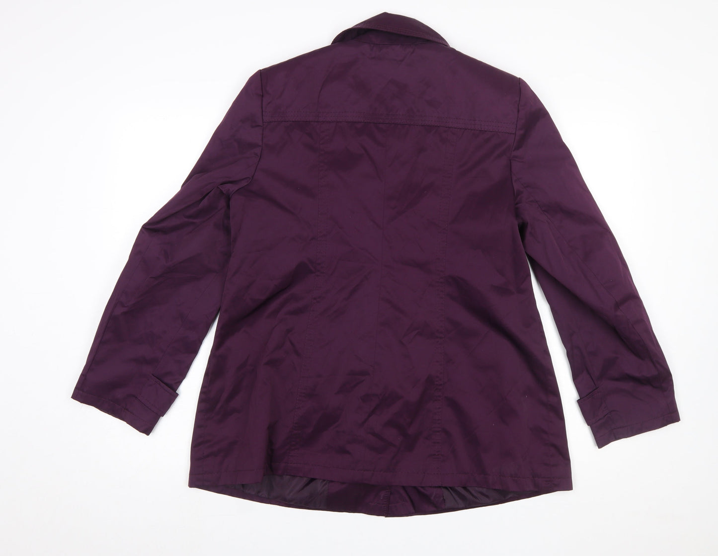 BHS Women Purple Mid-Length Button Coat Size 14 Polyester Cotton