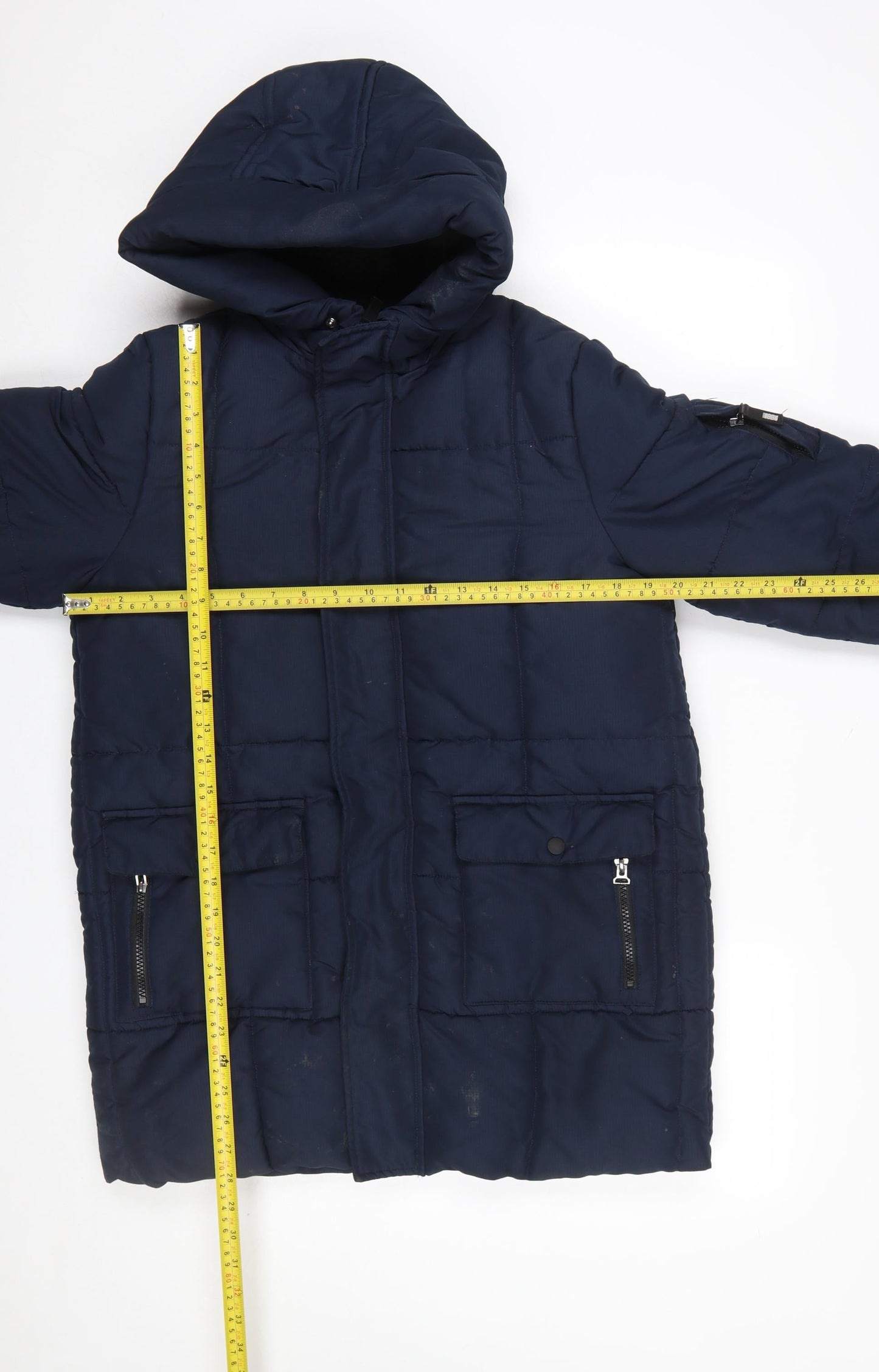 Marks and Spencer Boys Blue Hooded Puffer Jacket 14-15 Years Polyester Winter