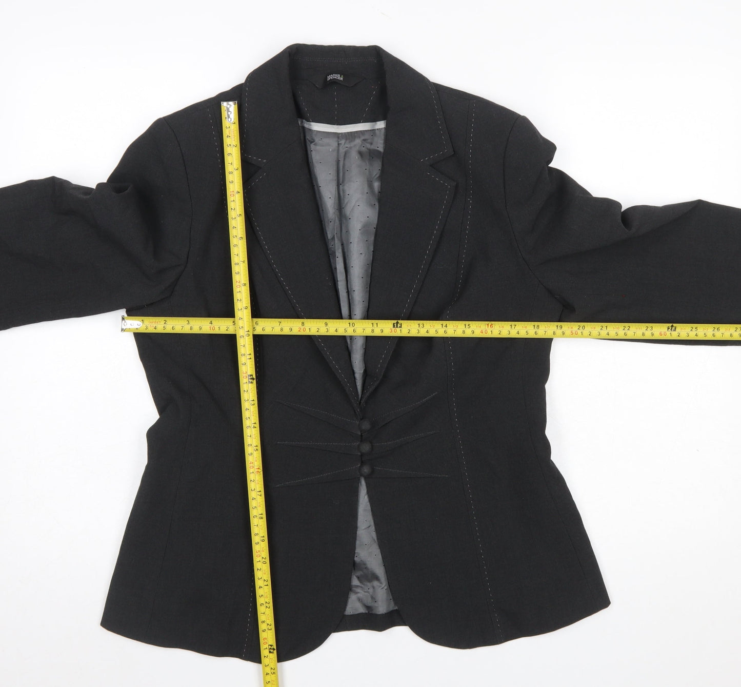 Marks and Spencer Women Charcoal Blazer UK 14 Tailored Single-Breasted Lined