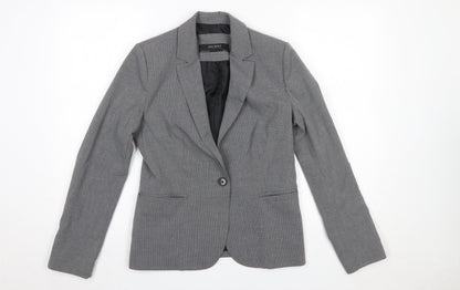 Zara Women Grey Houndstooth Single Breasted Blazer Size 10