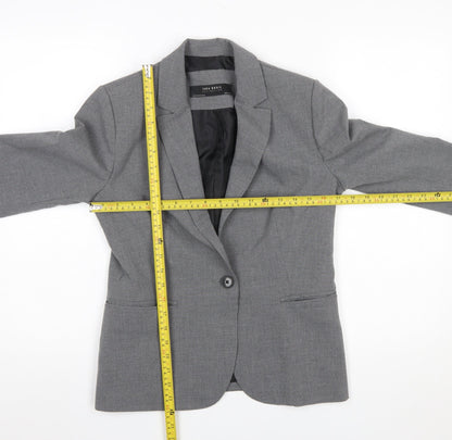 Zara Women Grey Houndstooth Single Breasted Blazer Size 10