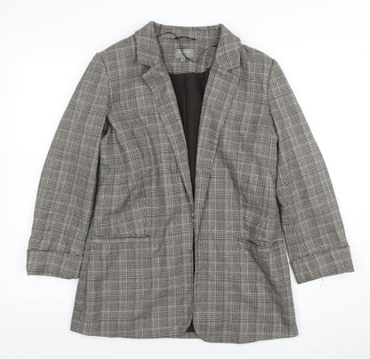 Oasis Women Grey Check Blazer Size 10 Tailored Single Breasted Jacket