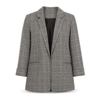 Oasis Women Grey Check Blazer Size 10 Tailored Single Breasted Jacket