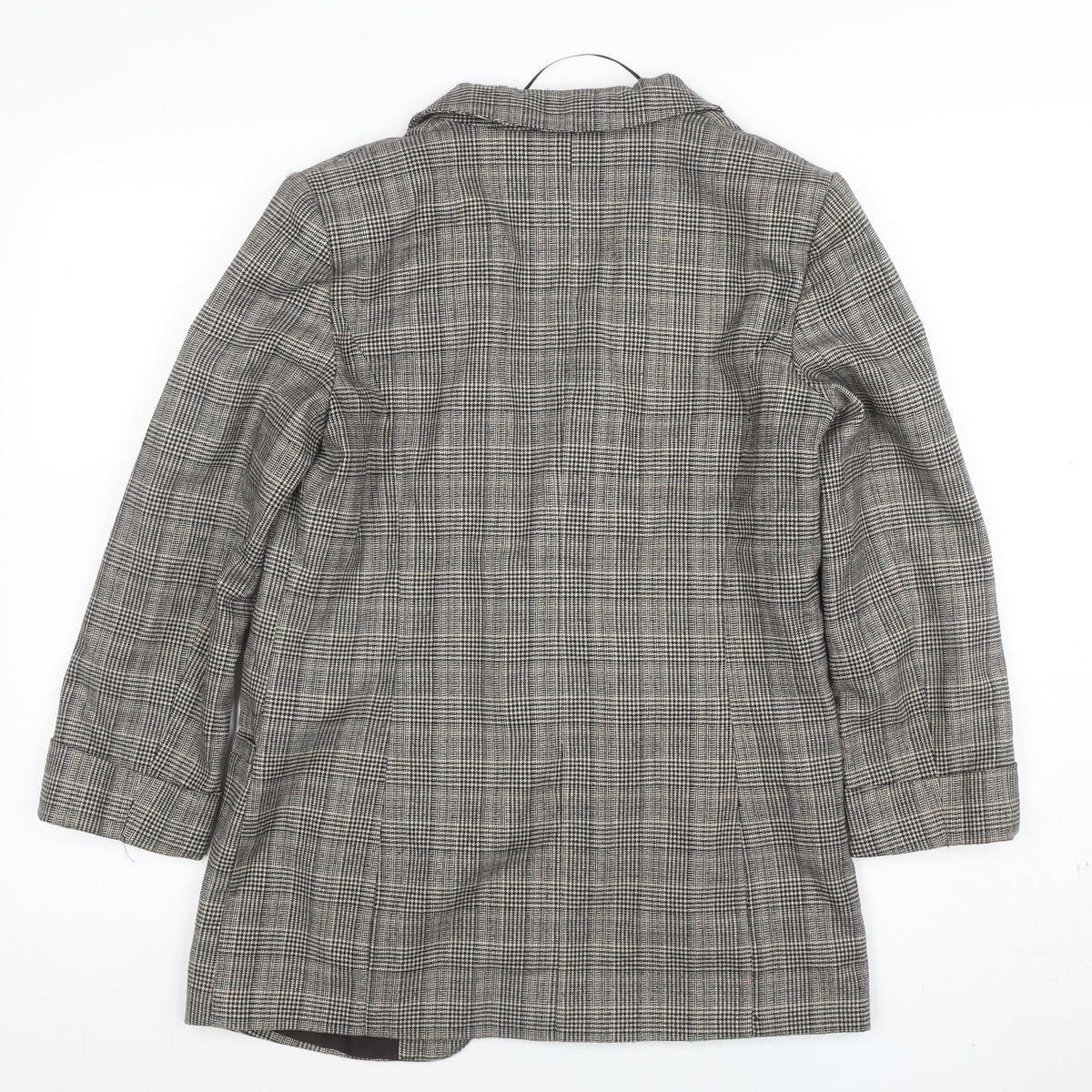 Oasis Women Grey Check Blazer Size 10 Tailored Single Breasted Jacket