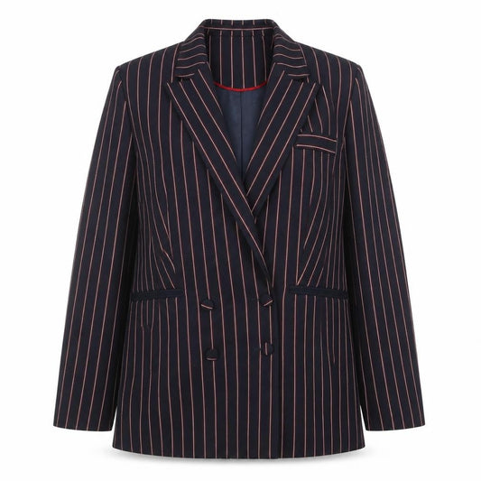 Marks & Spencer Women Navy Pinstripe Double-Breasted Blazer UK 12