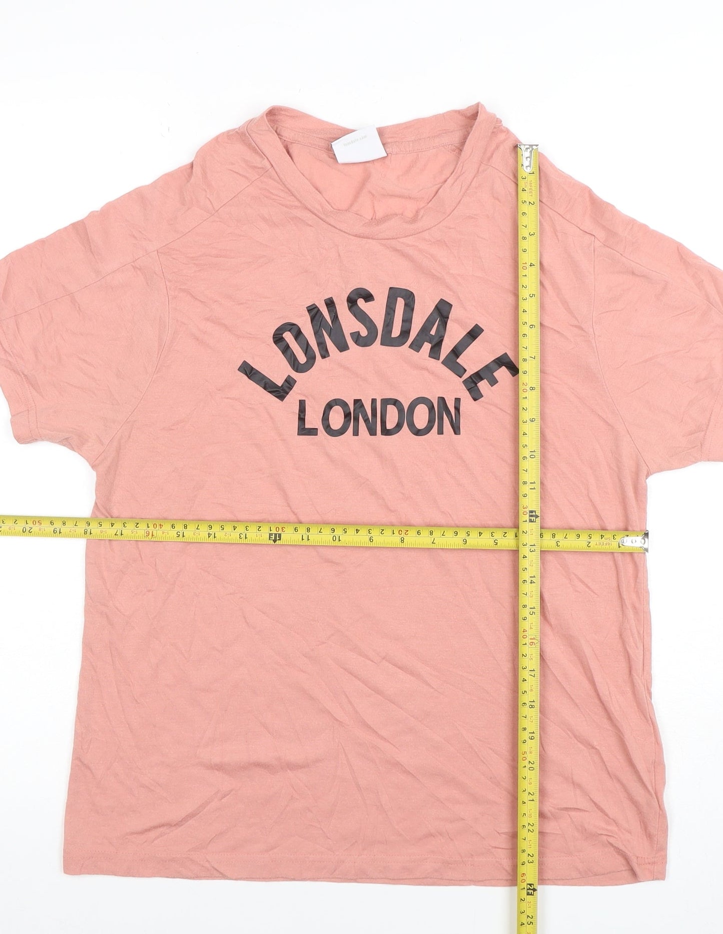 Lonsdale Womens Pink Basic Short Sleeve Crew Neck T-Shirt Size 16