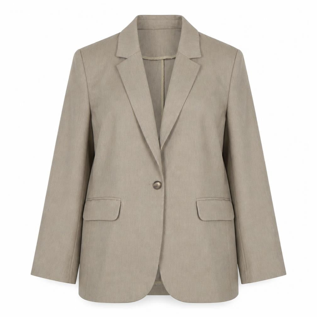 River Island Women Beige Size 12 Single-Breasted Blazer Jacket