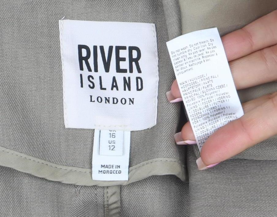River Island Women Beige Size 12 Single-Breasted Blazer Jacket