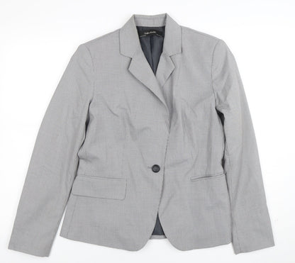 Zara Basic Women's Grey Single-Breasted Blazer Size 12 Classic Fit
