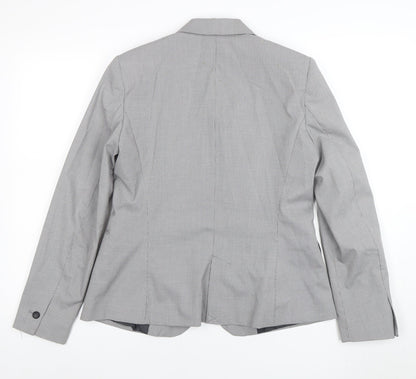 Zara Basic Women's Grey Single-Breasted Blazer Size 12 Classic Fit