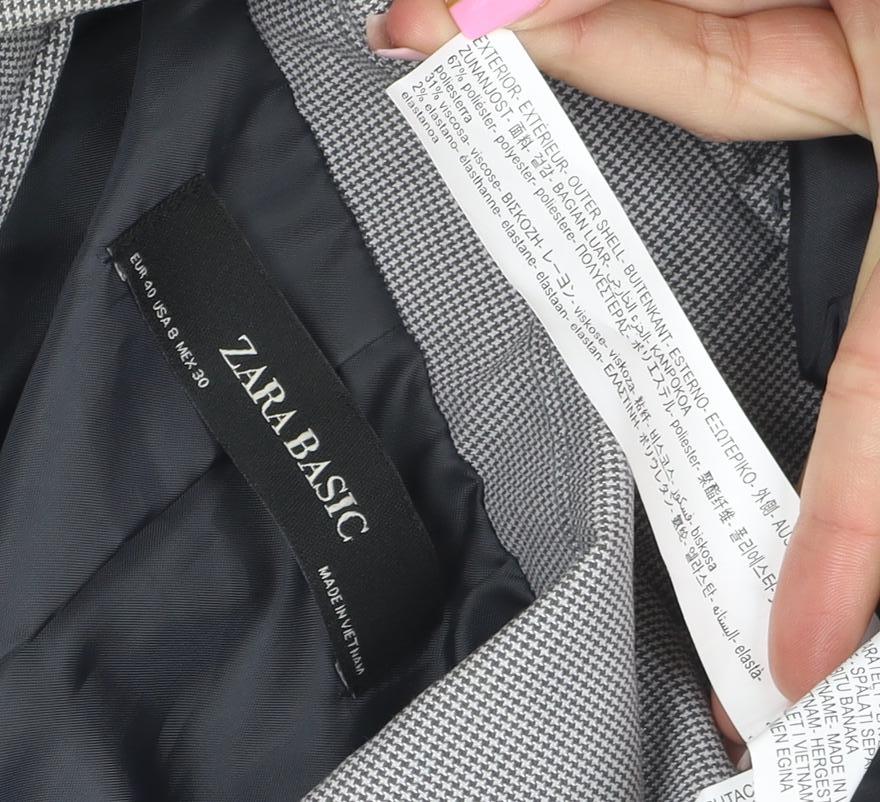 Zara Basic Women's Grey Single-Breasted Blazer Size 12 Classic Fit