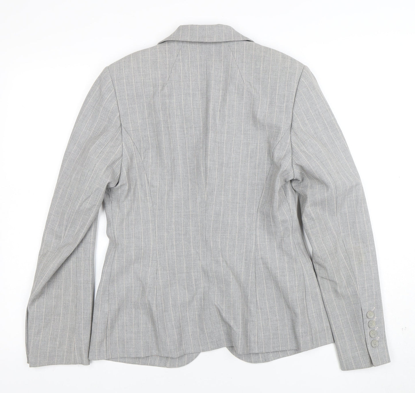 Per Una Womens Grey Pinstripe Single-Breasted Blazer Size 10