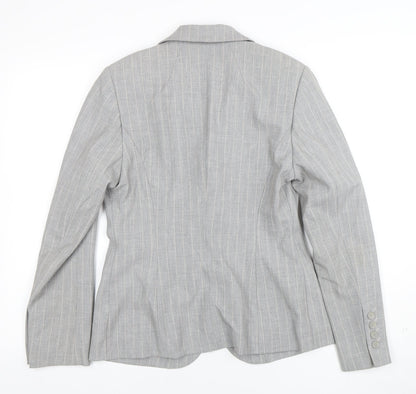 Per Una Womens Grey Pinstripe Single-Breasted Blazer Size 10