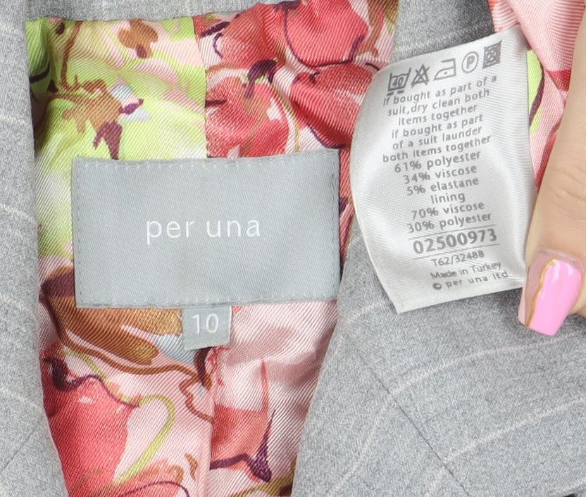 Per Una Womens Grey Pinstripe Single-Breasted Blazer Size 10