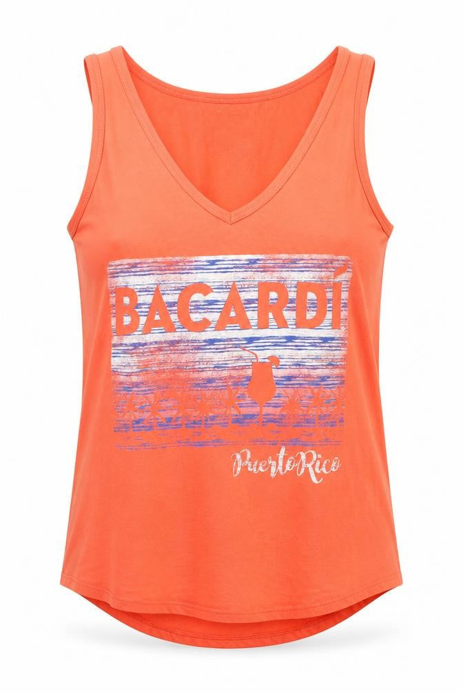 Bacardi Women's Orange Sleeveless Tank Top S Cotton Blend
