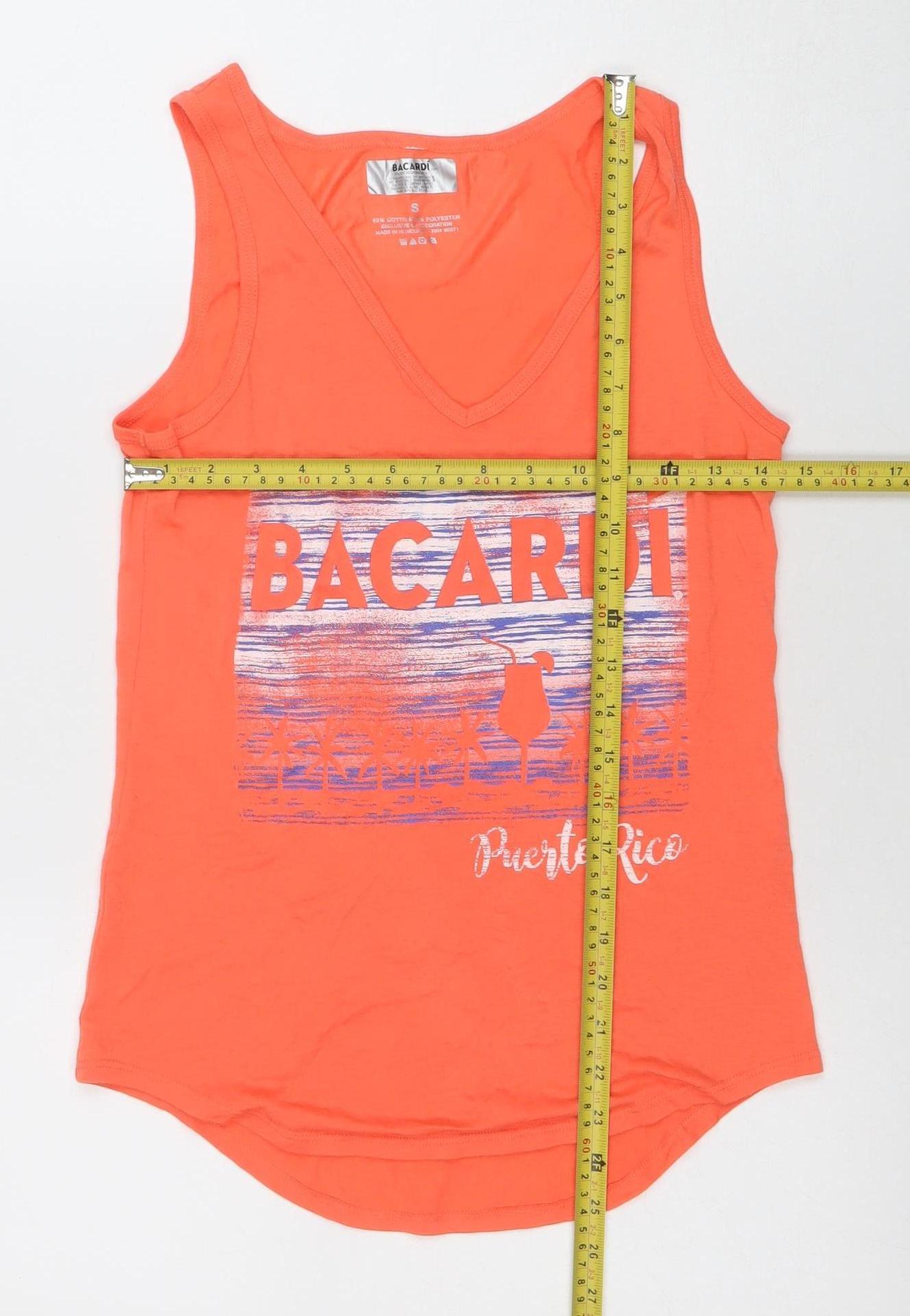Bacardi Women's Orange Sleeveless Tank Top S Cotton Blend