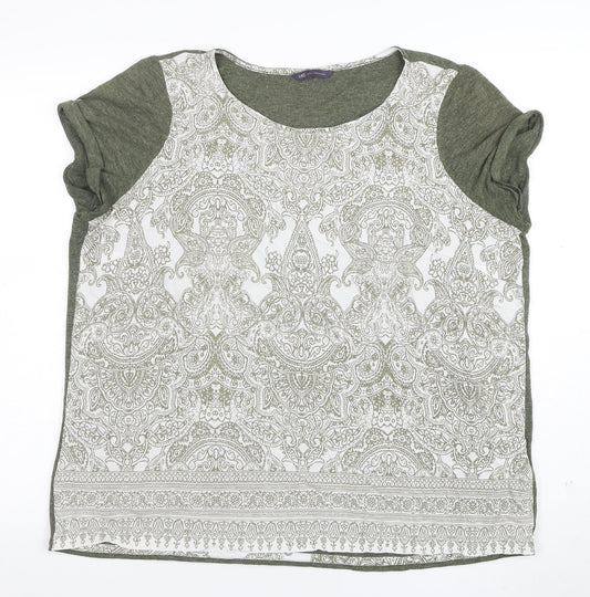 Marks and Spencer Womens Green Floral Jersey T-Shirt Size 18