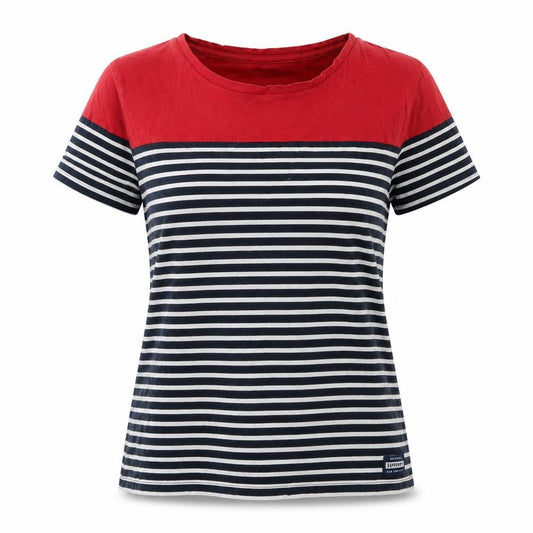 Superdry Women Red Navy Striped Basic T-Shirt Medium