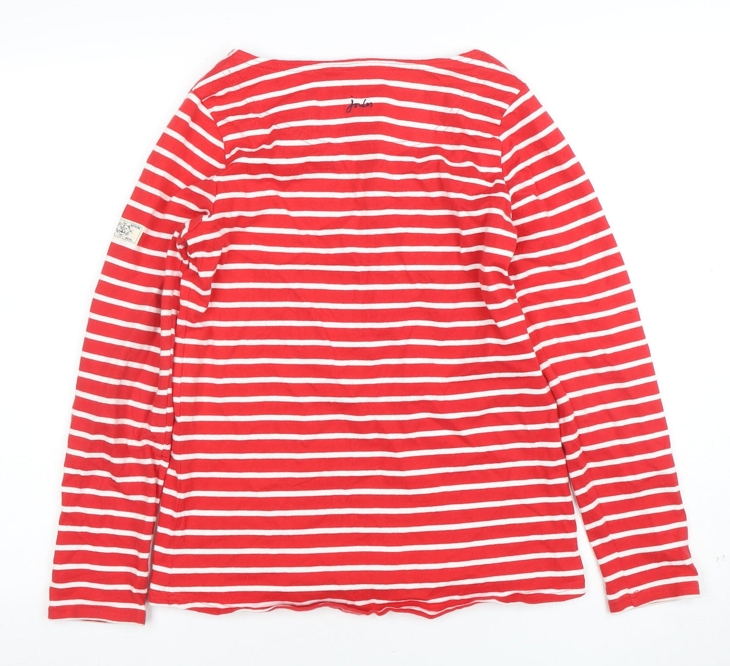 Joules Women's Red Striped Jingle Belle Long Sleeve Cotton T-Shirt Size 10