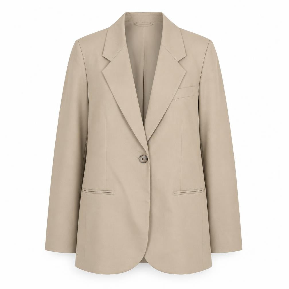 H&M Women Beige Single-Breasted Blazer XS Regular Fit Suit Jacket