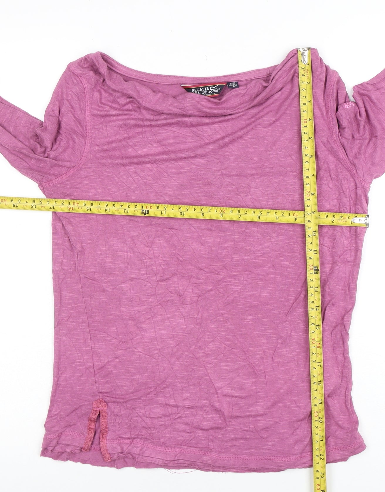 Regatta Womens Pink Long Sleeve Boat Neck Viscose T-Shirt Size 14