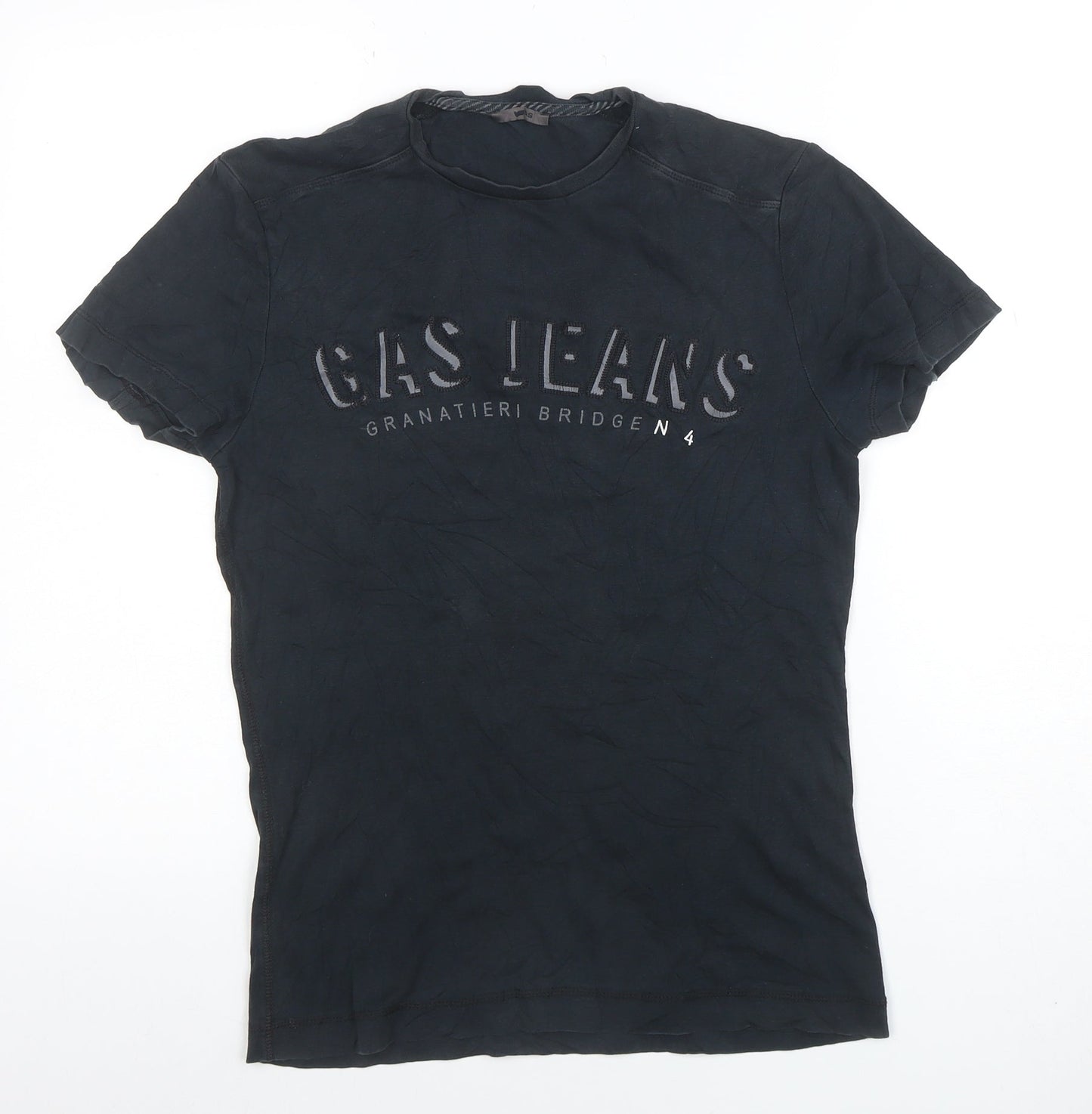 GAS Womens Black Cotton Short Sleeve Crew Neck T-Shirt S
