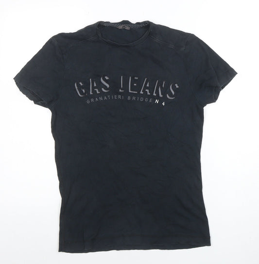 GAS Womens Black Cotton Short Sleeve Crew Neck T-Shirt S
