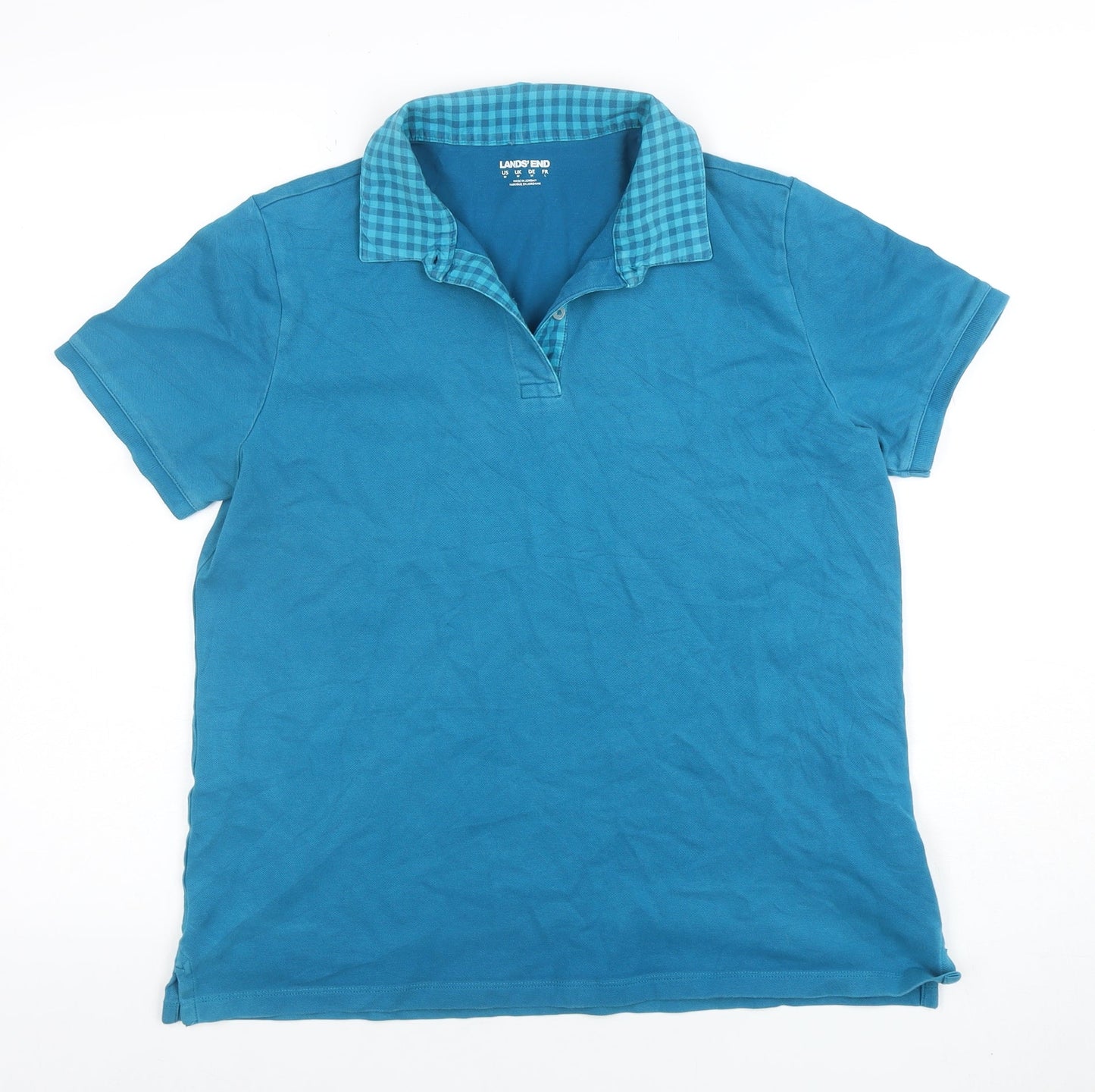 Lands' End Men's Blue Short Sleeve Polo Shirt Size M