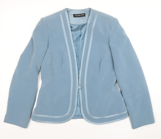 Jacques Vert Women Blue Shawl Collar Blazer Jacket Size 10